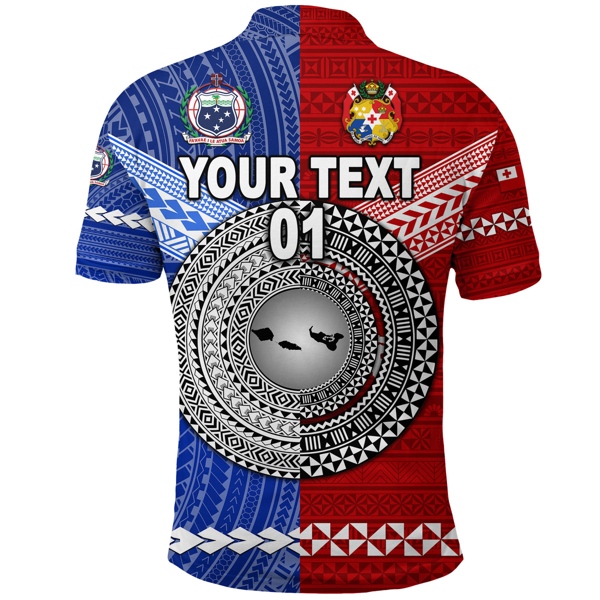 Custom Tonga and Samoa Together Polo Shirt Unique Style, Custom Text and Number LT8 - Polynesian Pride