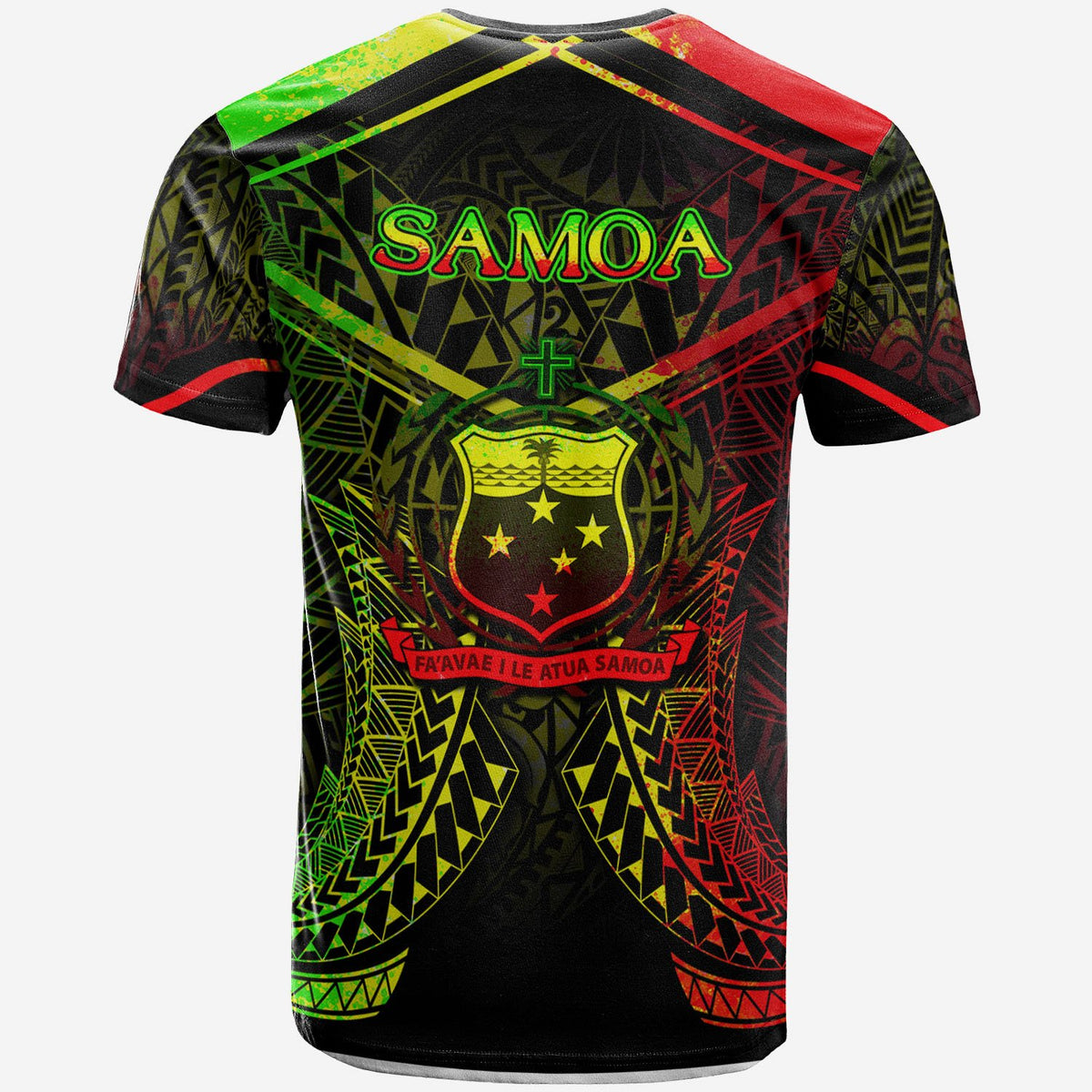 Samoa T Shirt Samoan Seal With Reggae Line Style - Polynesian Pride