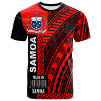 Samoa T Shirt Barcode Red Black Color Unisex Red - Polynesian Pride