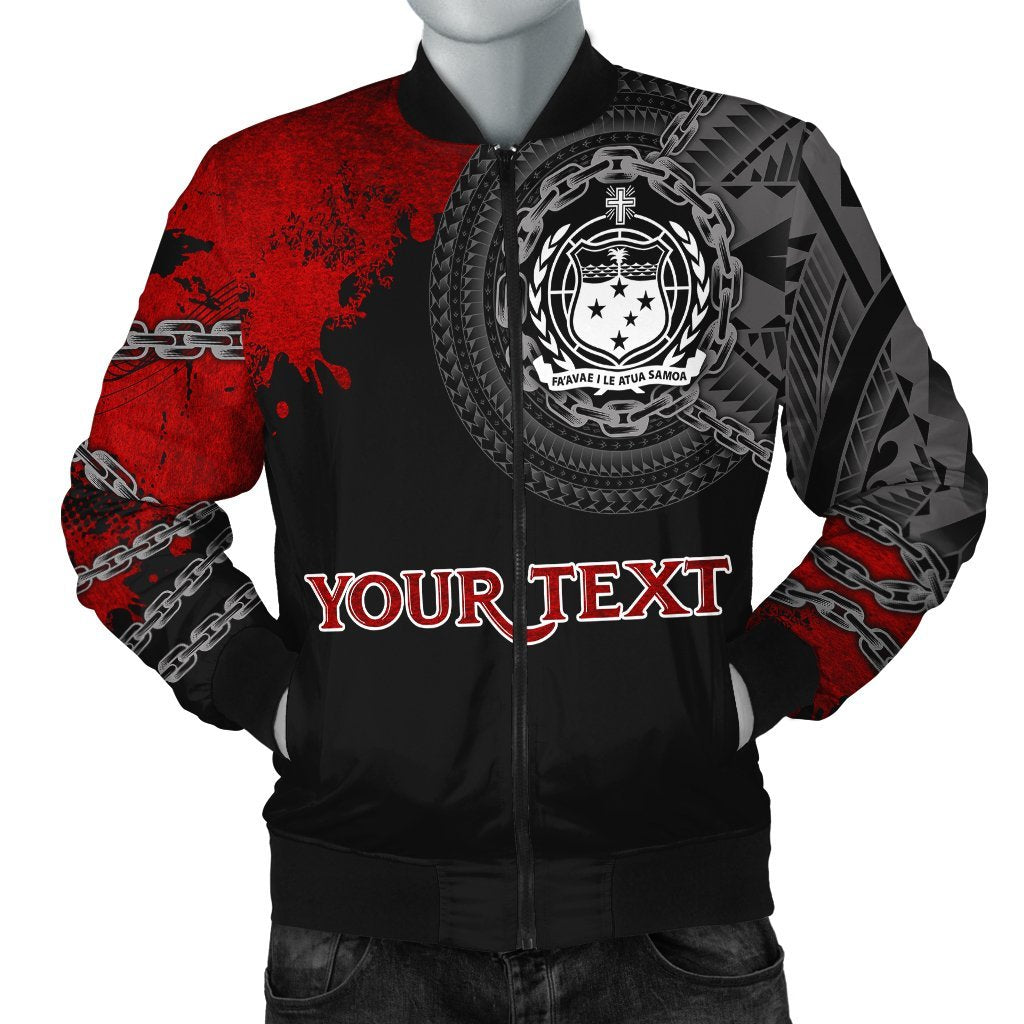 Samoa Polynesian Personalised Men's Bomber Jacket - Polynesian Chain Style Black - Polynesian Pride