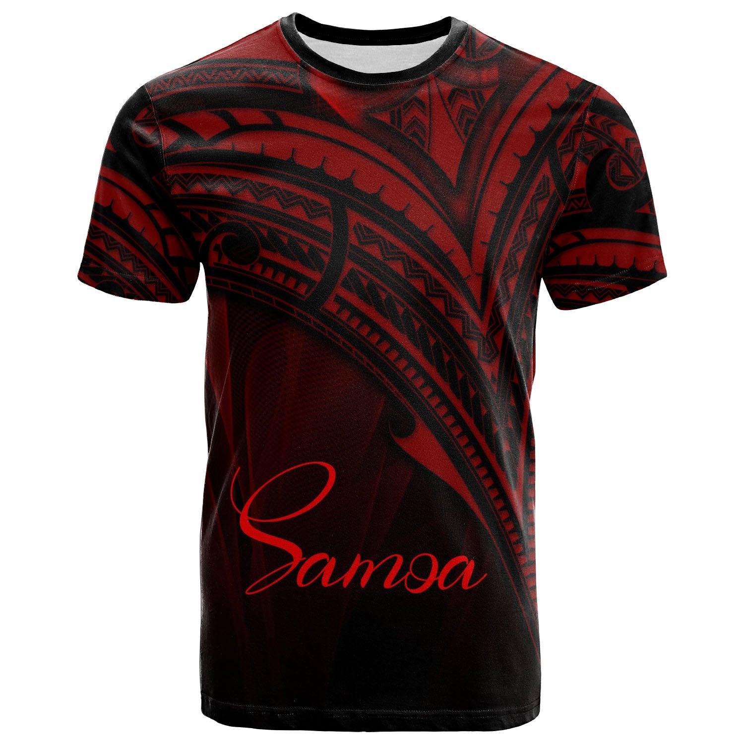 Samoa T Shirt Red Color Cross Style Unisex Black - Polynesian Pride