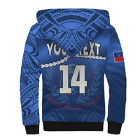 (Custom Text And Number) Samoa Rugby Sherpa Hoodie Manu Samoa Polynesian Hibiscus Blue Style LT14 - Polynesian Pride