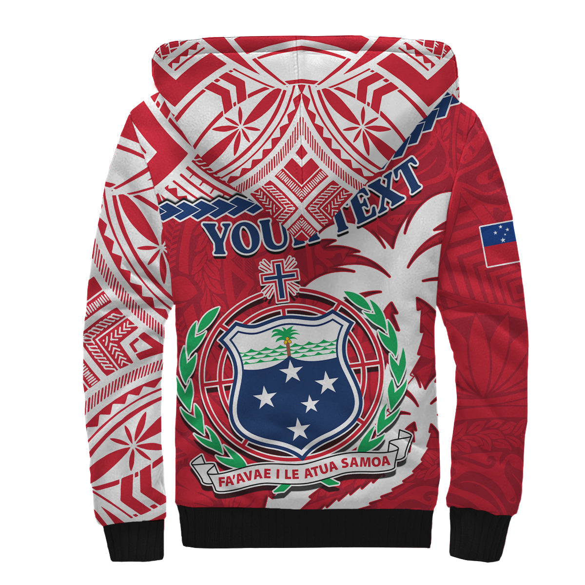 (Custom Personalised) Samoa Sherpa Hoodie Samoan Coat Of Arms With Coconut Red Style LT14 - Polynesian Pride