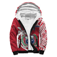 (Custom Personalised) Samoa Sherpa Hoodie Samoan Coat Of Arms With Coconut Red Style LT14 - Polynesian Pride