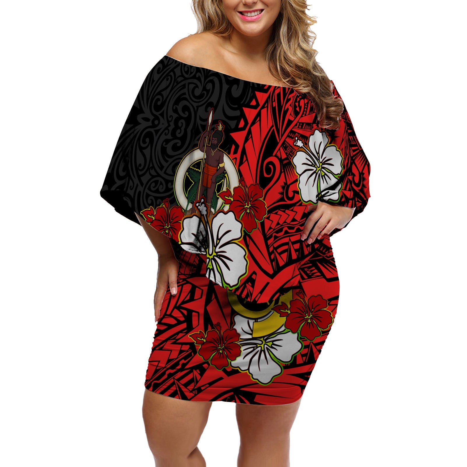 Vanuatu Off Shoulder Short Dress Polynesia Delightful Version 01 LT13 Women Art - Polynesian Pride