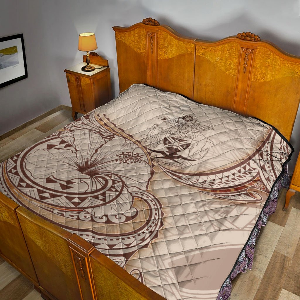 Solomon Islands Premium Quilt - Hibiscus Flowers Vintage Style - Polynesian Pride