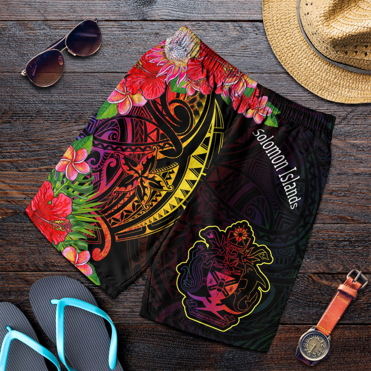 Solomon Islands Men's Shorts - Tropical Hippie Style - Polynesian Pride