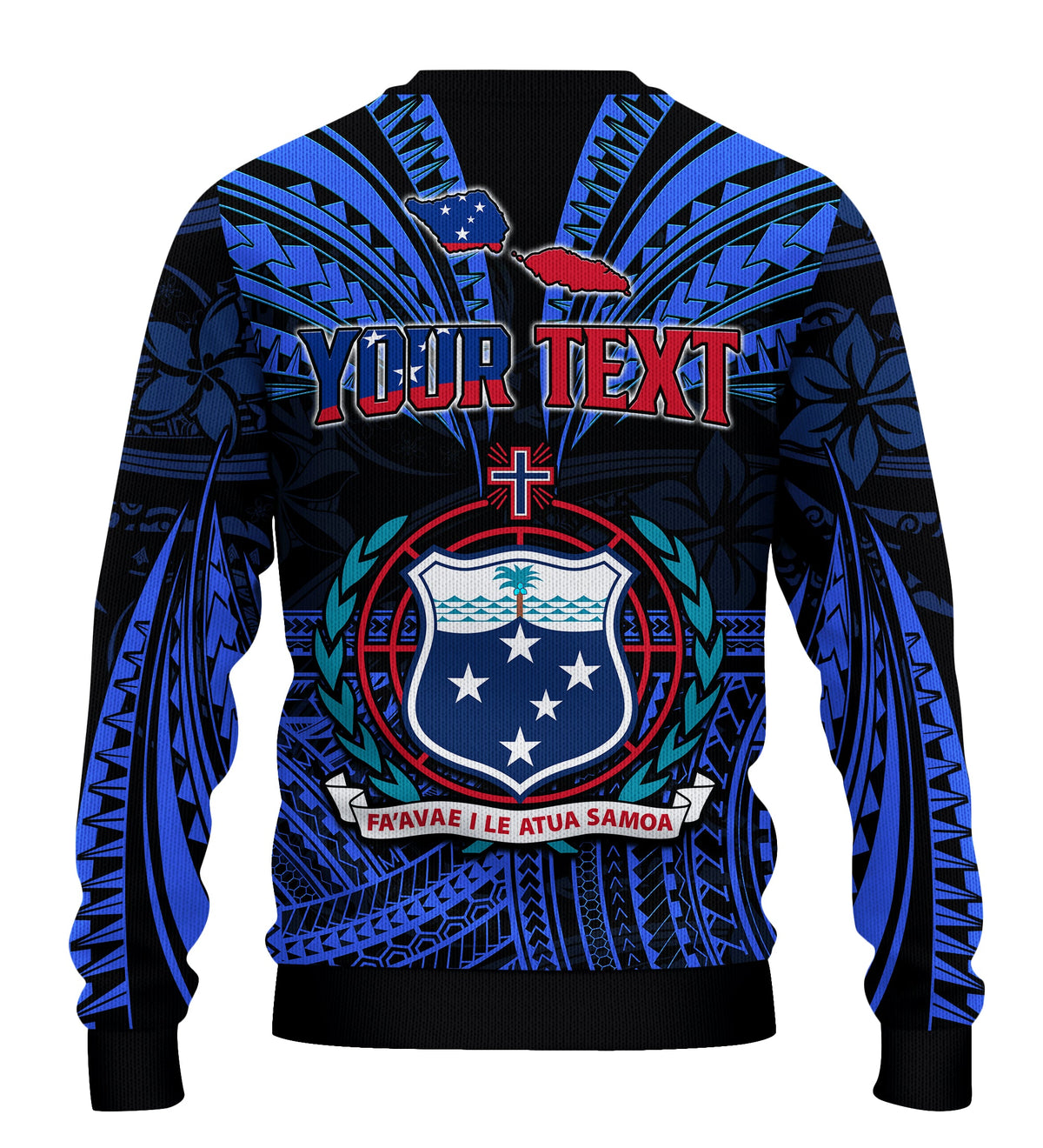 (Custom Personalised) Samoa Tatau Sweater Blue Polynesian Proud Samoan LT13 - Polynesian Pride