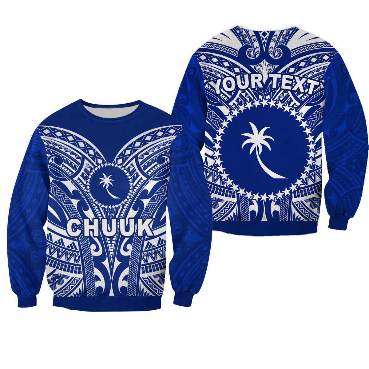 (Custom Personalised) Chuuk Sweatshirt Micronesia Simple Pattern LT13 Unisex Blue - Polynesian Pride