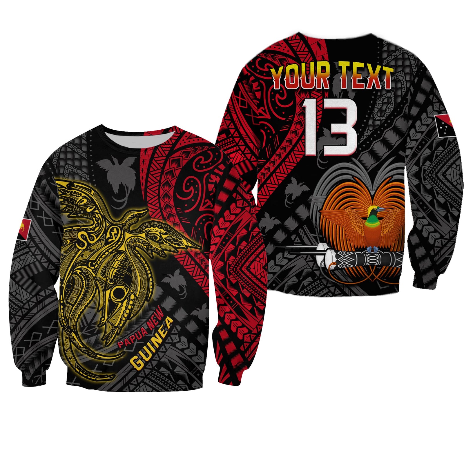 (Custom Text and Number) Papua New Guinea Sweatshirt Raggiana Birds Of Paradise Happy 47th Independence Day LT13 Unisex Black - Polynesian Pride