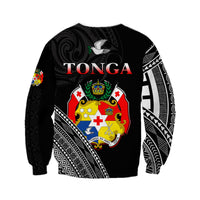 (Custom Personalised) Tonga Sweatshirt Tongan Pattern Blithesome Version Black LT13 - Polynesian Pride