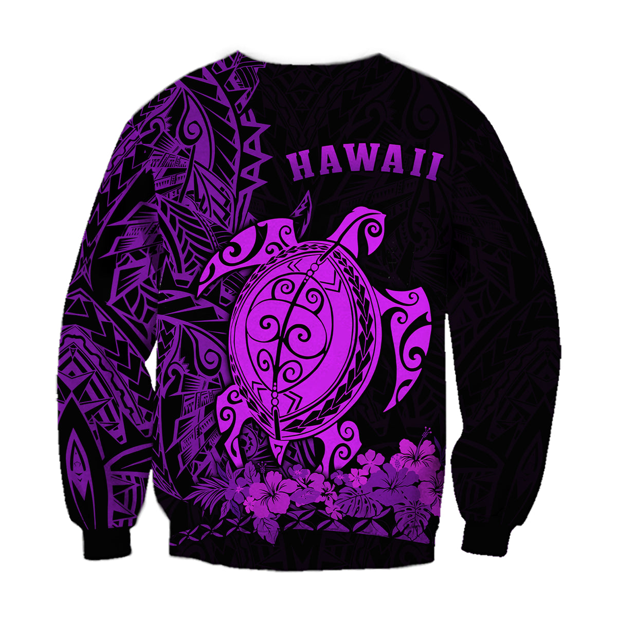 Hawaii Polynesian Sweatshirt Purple Sea Turtles Hawaiian LT13 - Polynesian Pride