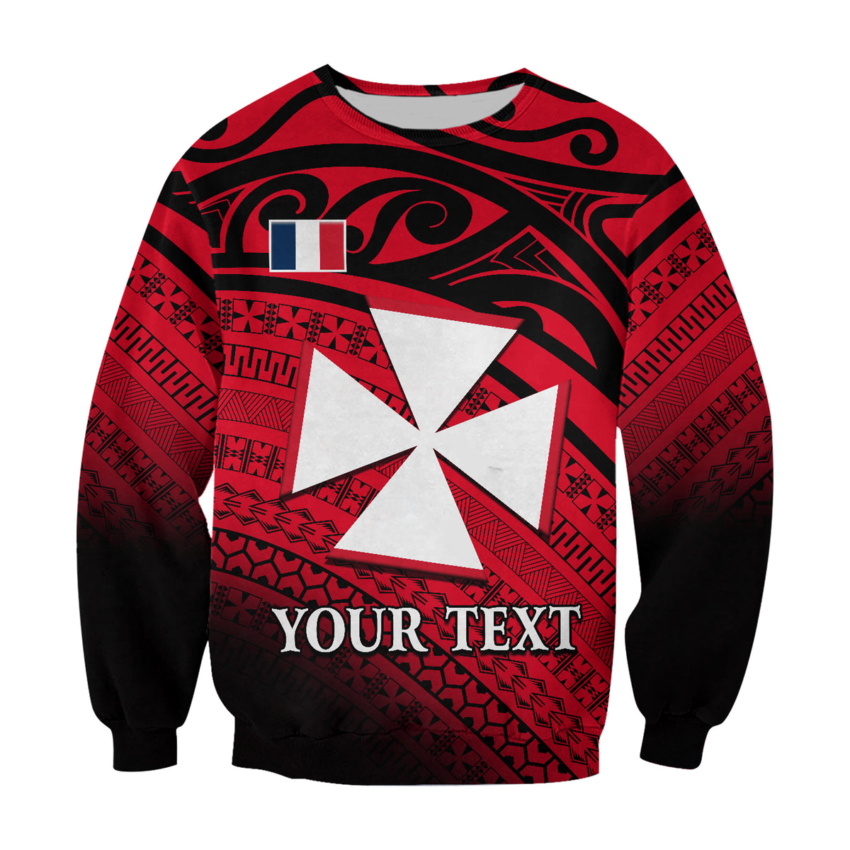 (Custom Personalised) Uvea Chiefdom Wallis et Futuna Sweatshirt Polynesian Pattern and Flag LT13 Unisex Red - Polynesian Pride