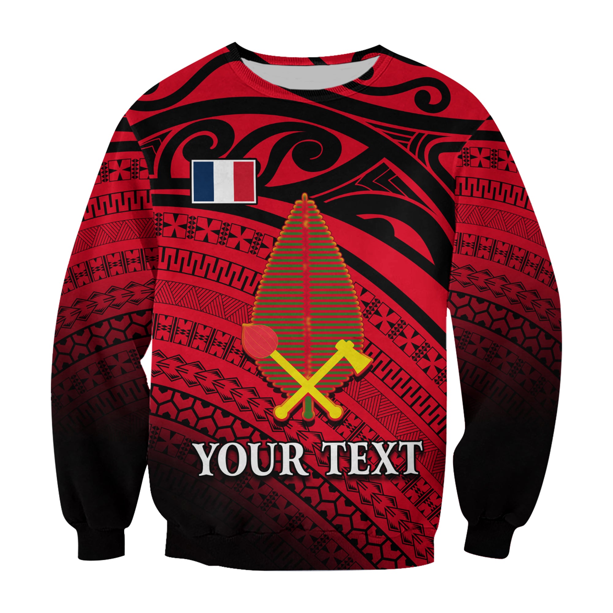 (Custom Personalised) Alo Chiefdom Wallis et Futuna Sweatshirt Polynesian Pattern and Flag LT13 Unisex Red - Polynesian Pride