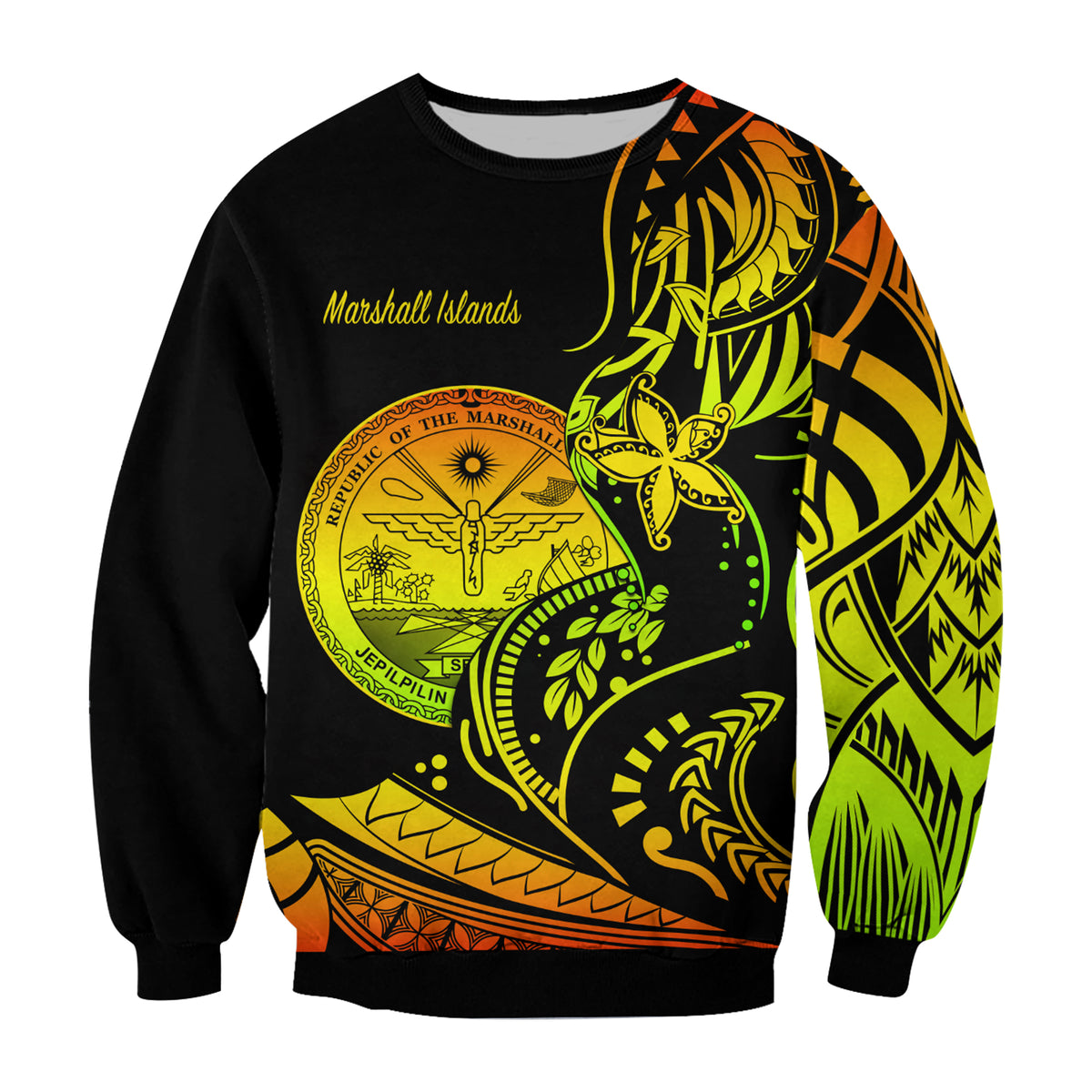 Marshall Islands Sweatshirt Proud Seal Star Version Reggae LT13 - Polynesian Pride