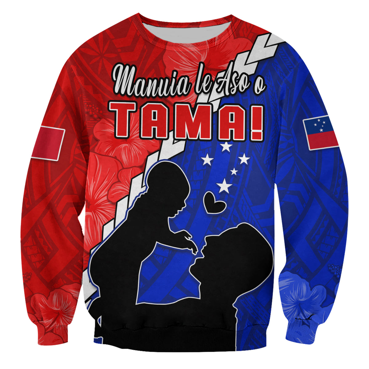 Happy Samoan Fathers Day Sweatshirt Hibiscus Mix Polynesian Pattern LT14 - Polynesian Pride