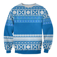 Bula Fiji Sweatshirt Tapa Pattern LT13 Unisex Blue - Polynesian Pride