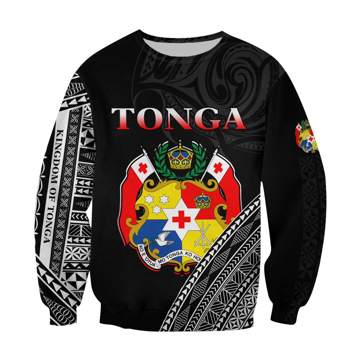 Tonga Sweatshirt Tongan Pattern Blithesome Version Black LT13 - Polynesian Pride