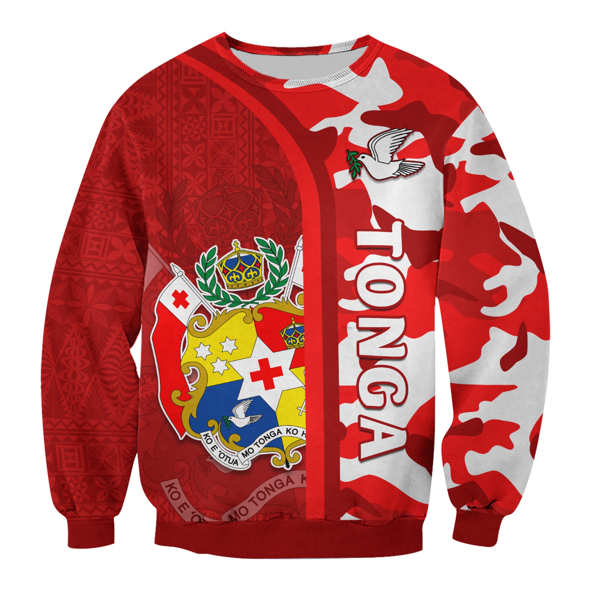 Tonga Unique Sweatshirt Camouflage with Tongan Pattern LT13 Unisex Red - Polynesian Pride
