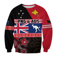 Papua New Guinea and Australia Sweatshirt Aboriginal PNG and AUS LT13 Unisex Black - Polynesian Pride