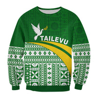 Tailevu Rugby Sweatshirt Fiji Rugby Tapa Pattern Green LT13 - Polynesian Pride