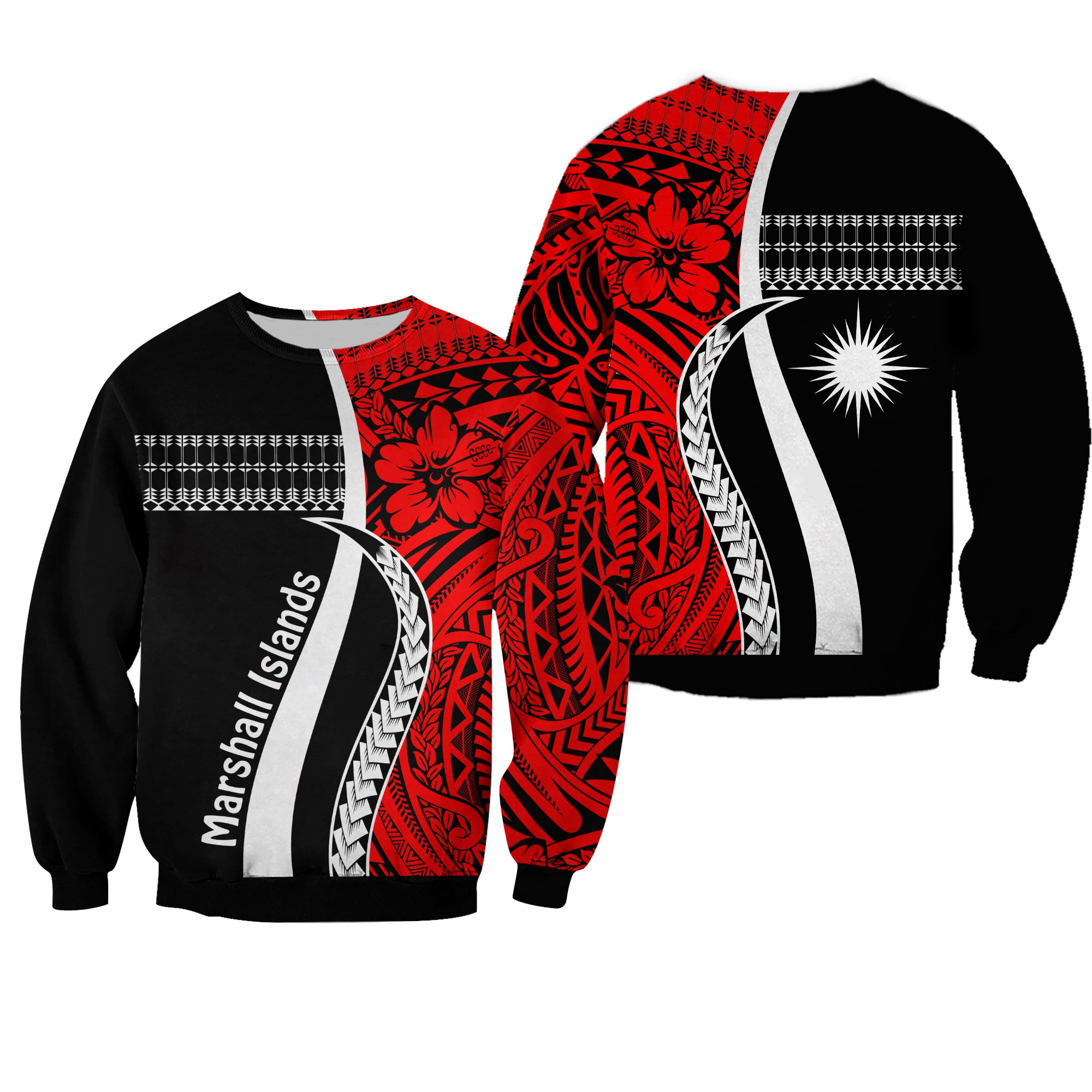 Marshall Islands Sweatshirt Simple Pattern Version Red LT13 Unisex Red - Polynesian Pride