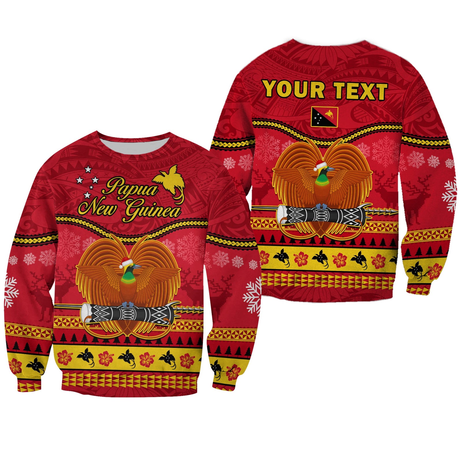 (Custom Personalised) Papua New Guinea Christmas Sweatshirt Bird Of Paradise Bikpela Hamamas Blong Dispela Krismas LT14 Unisex Red - Polynesian Pride