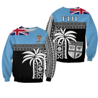Fiji Tapa Pattern Sweatshirt Coconut Tree LT13 Unisex Blue - Polynesian Pride