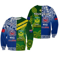 (Custom Personalised) Samoa Rugby and Australia Rugby Sweatshirt Toa Samoa Mix Kangaroos Pacific LT14 Unisex Art - Polynesian Pride