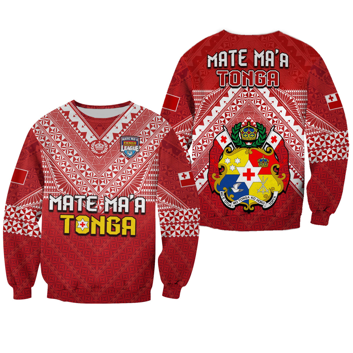Tonga Rugby MMT Sweatshirt Ngatu Mate Maa Tonga Special LT13 Unisex Red - Polynesian Pride