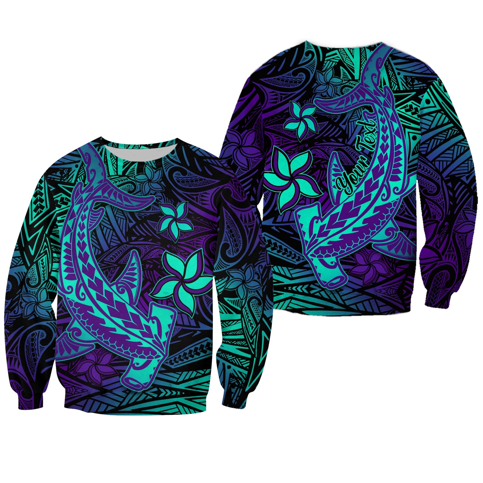 (Custom Personalised) Polynesian Sweatshirt Purple Paradise Hawaiian Tribal Hammerhead Shark LT14 Unisex Purple - Polynesian Pride