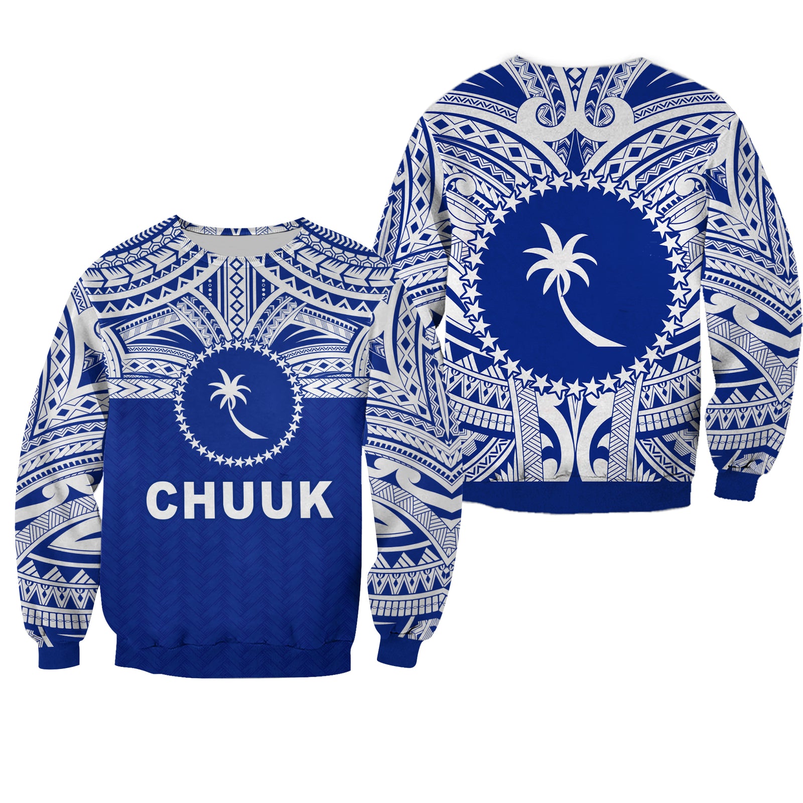 Chuuk Flag Sweatshirt Micronesia Style Blue LT13 Unisex Blue - Polynesian Pride