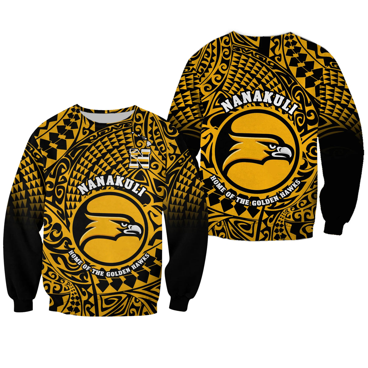 Hawaii Sweatshirt Nanakuli High and Intermediate School Tribal Kakau LT14 Unisex Gold - Polynesian Pride