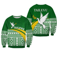 Tailevu Rugby Sweatshirt Fiji Rugby Tapa Pattern Green LT13 Unisex Green - Polynesian Pride