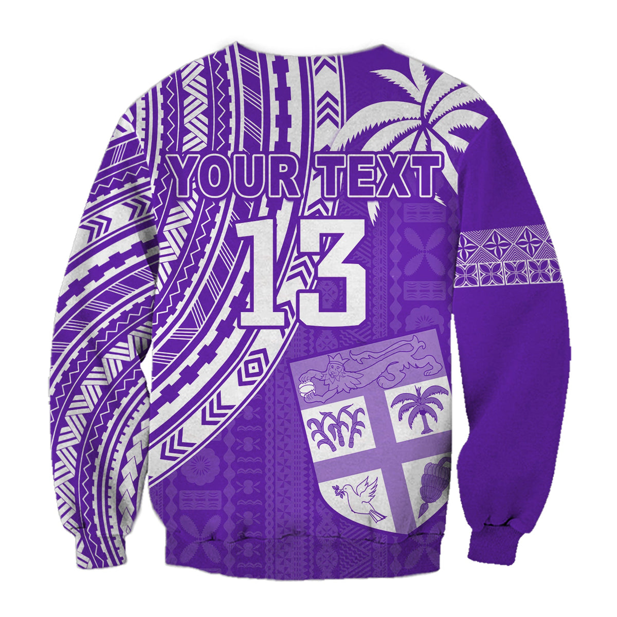 (Custom Text and Number) Fiji Rugby Sevens Sweatshirt Fijian 7s Tapa Polynesian Purple LT13 - Polynesian Pride