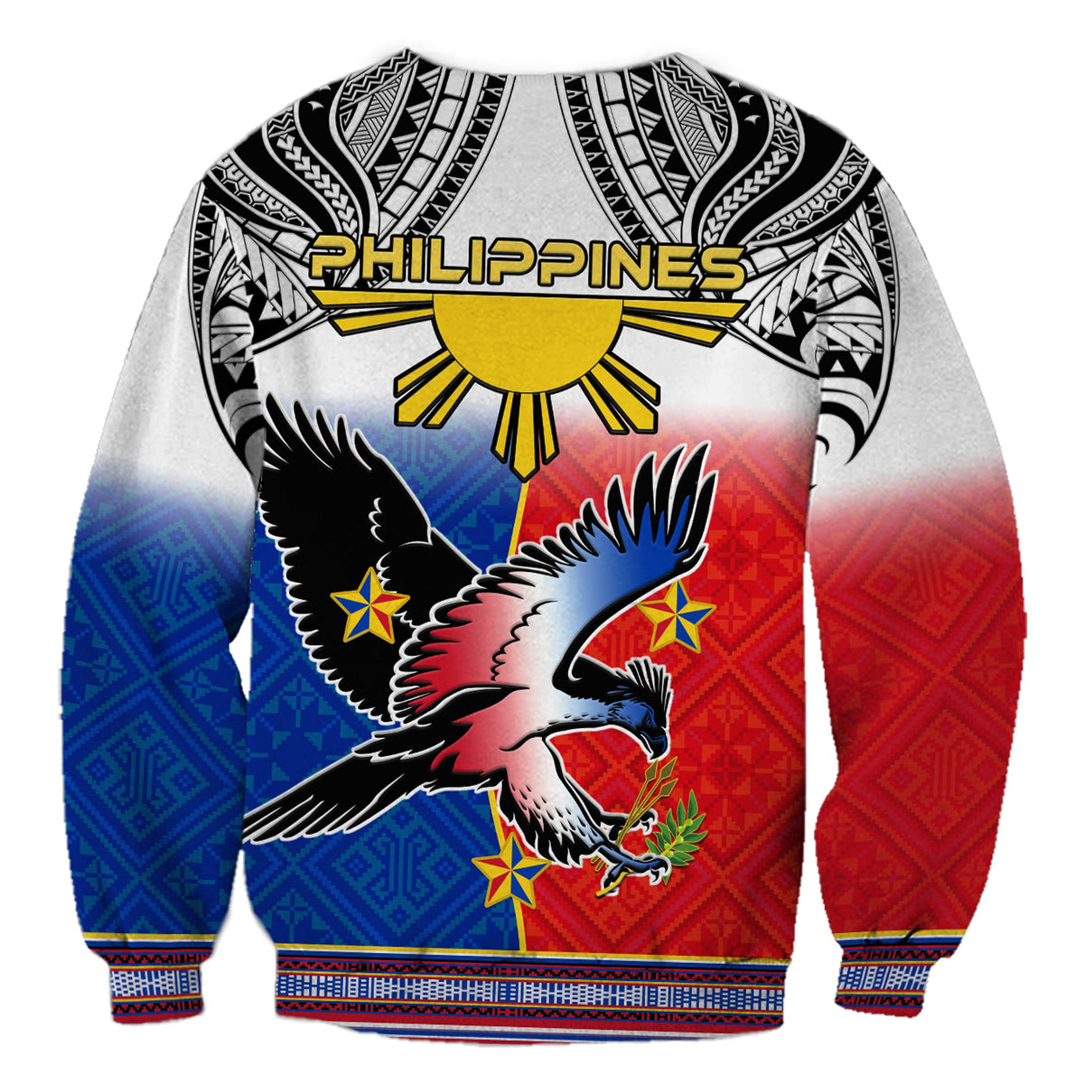 Philippines Sweatshirt Polynesian Filipino Pattern With Eagle LT14 - Polynesian Pride