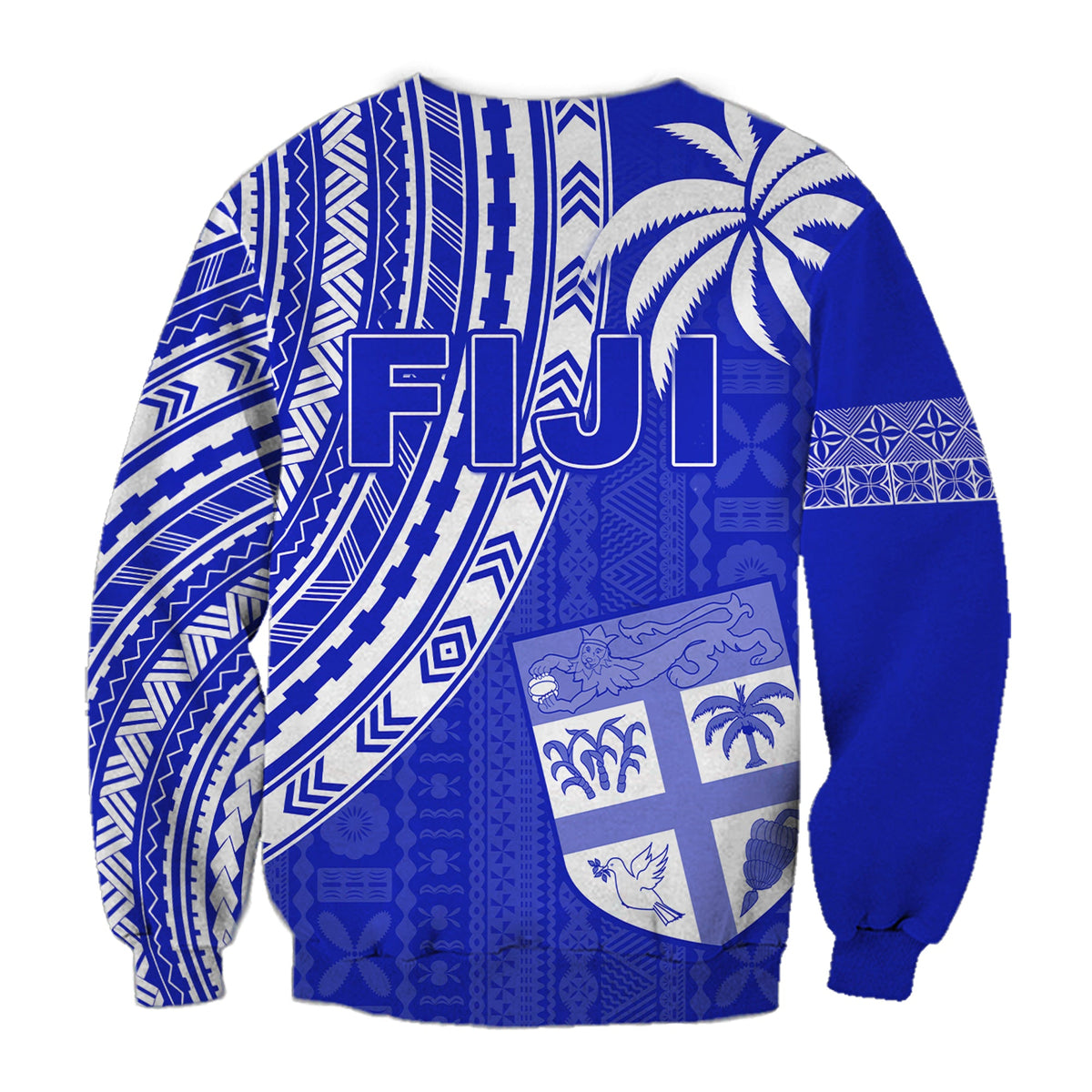 Fiji Rugby Sevens Sweatshirt Fijian 7s Tapa Polynesian Blue Ver.02 LT13 - Polynesian Pride