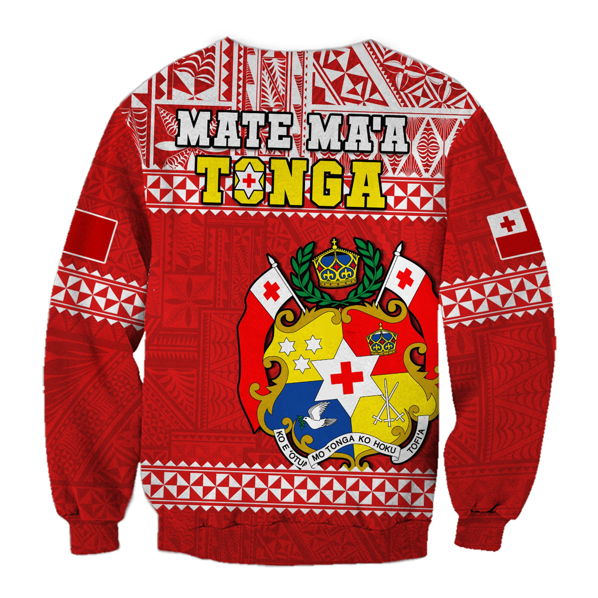 Tonga Rugby Sweatshirt Mate Maa Tonga Pacific Ngatu White LT14 - Polynesian Pride