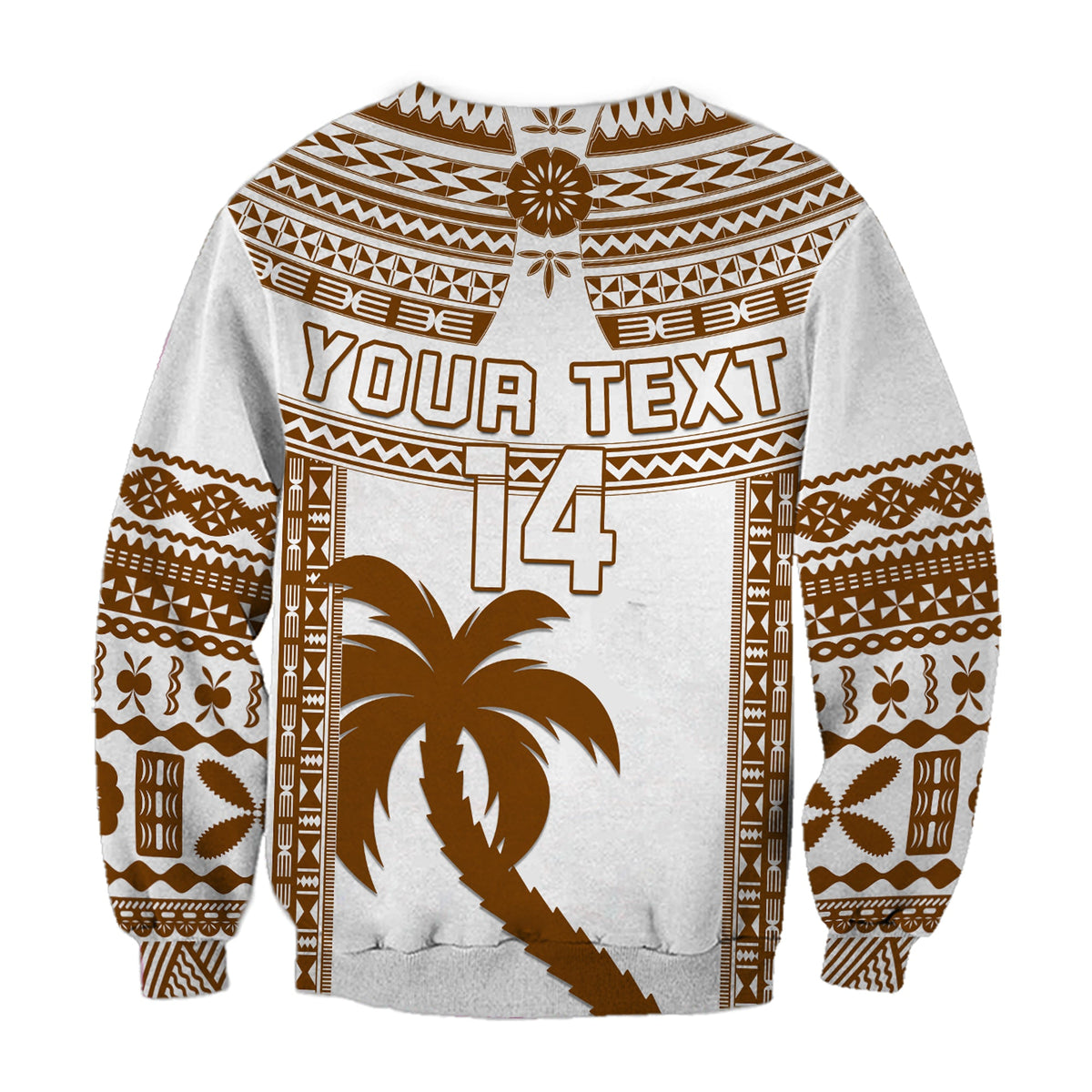 Custom Text And Number Fiji Rugby Sweatshirt Pacific The Bati Brown Fijian Tapa LT14 - Polynesian Pride