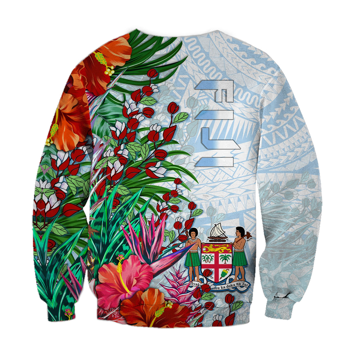 Fiji Sweatshirt Proud Fijian Tapa mix Tagimoucia Flowers LT13 - Polynesian Pride