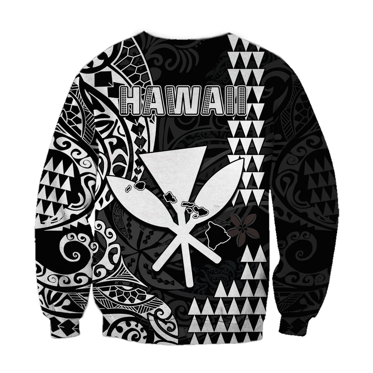 Hawaii Day Kakau Sweatshirt Proud To Be Hawaiian Black King Kamehameha and Kanaka Maoli LT13 - Polynesian Pride
