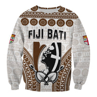 Custom Personalised Fiji Rugby Bati Sweatshirt Proud Tapa Pattern LT13 Unisex White - Polynesian Pride