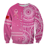 Tonga Breast Cancer Sweatshirt Tongan Ngatu Pattern No One Fights Alone LT14 Unisex Pink - Polynesian Pride