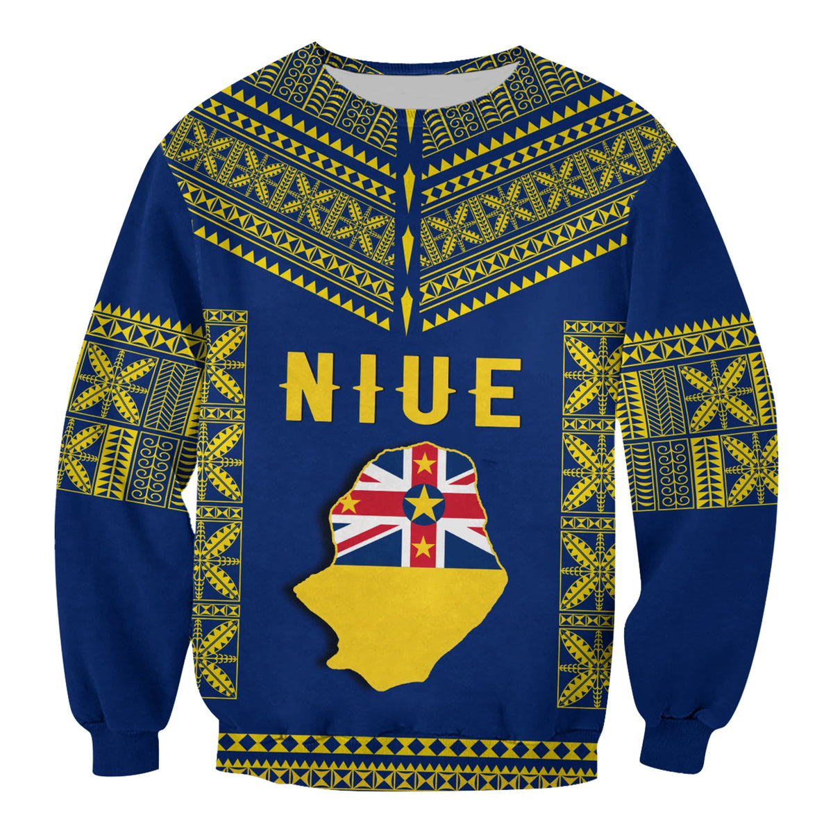 Niue Sweatshirt Happy Constitution Day Niuean Hiapo Crab With Map LT14 Unisex Blue - Polynesian Pride