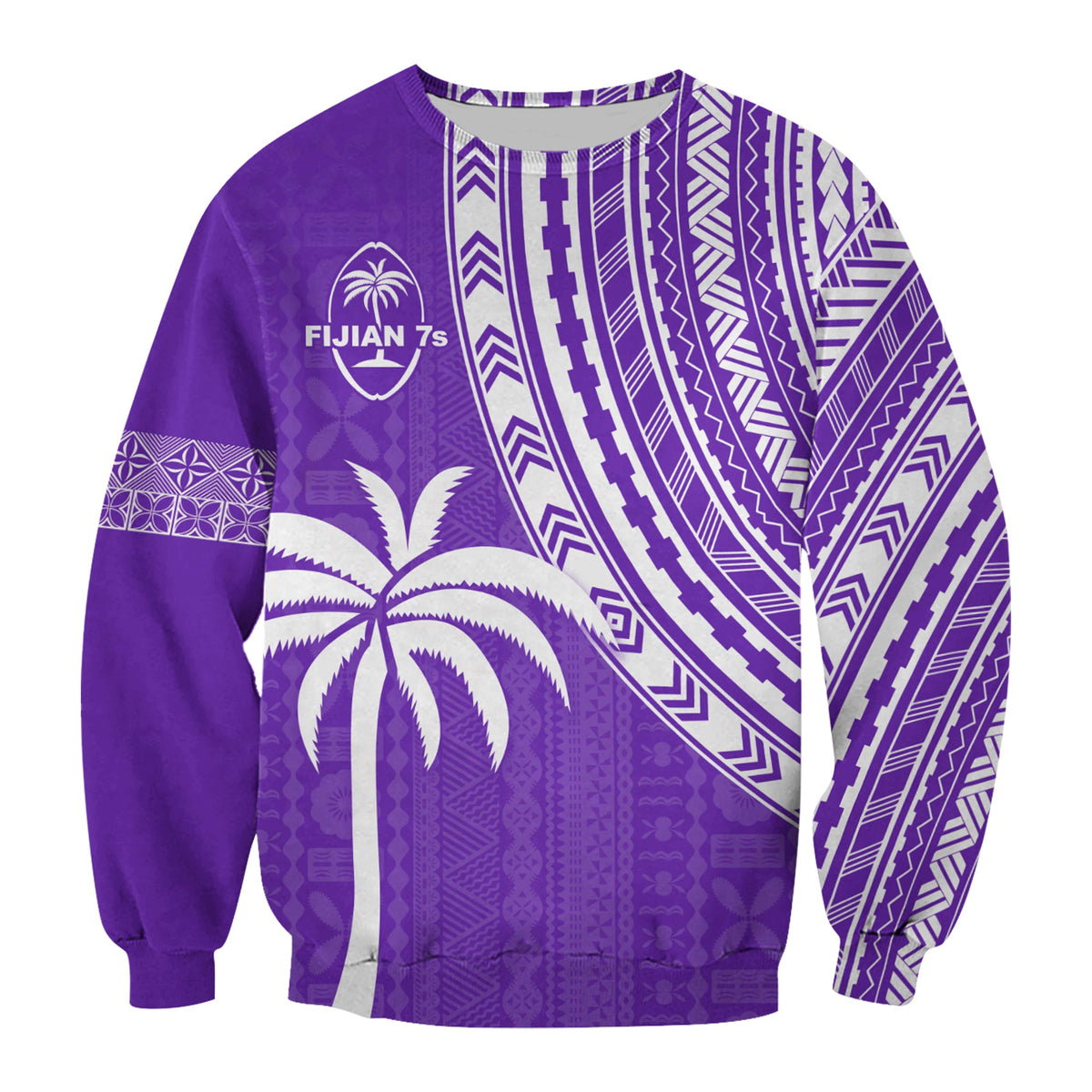 (Custom Text and Number) Fiji Rugby Sevens Sweatshirt Fijian 7s Tapa Polynesian Purple LT13 - Polynesian Pride