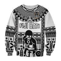 Custom Text And Number Fiji Rugby Sweatshirt Pacific The Bati Black Fijian Tapa LT14 - Polynesian Pride