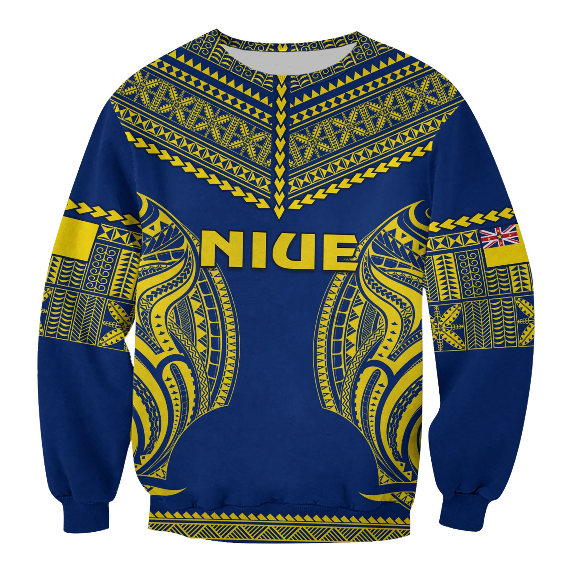 Niue Sweatshirt Hiapo Mix Polynesian Happy Constitution Day LT14 Unisex Blue - Polynesian Pride