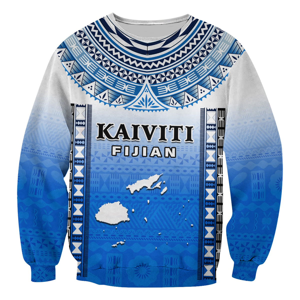 Fiji Sweatshirt Kaiviti Fijian Special Tapa Pattern LT14 Unisex Blue - Polynesian Pride