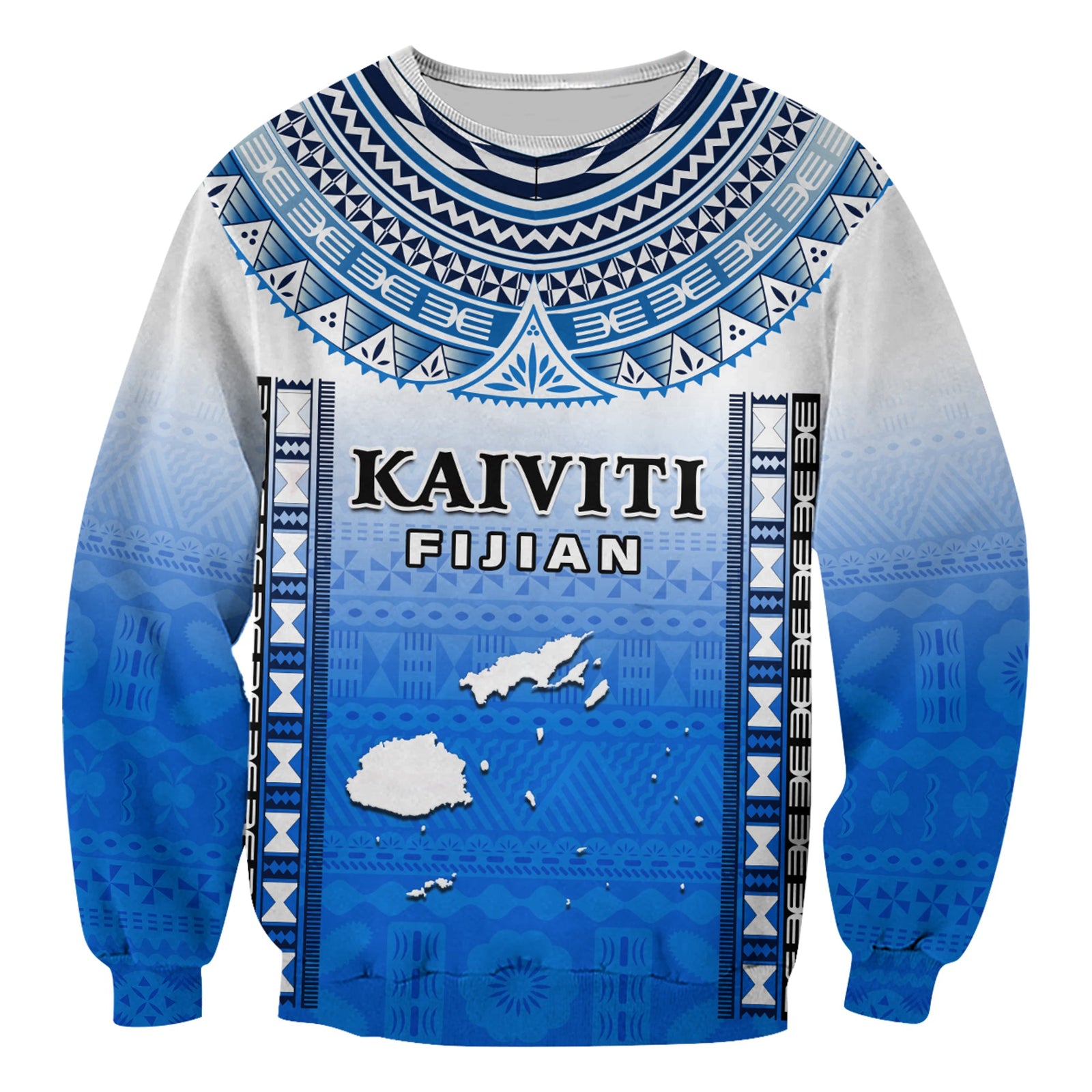 Fiji Sweatshirt Kaiviti Fijian Special Tapa Pattern LT14 Unisex Blue - Polynesian Pride