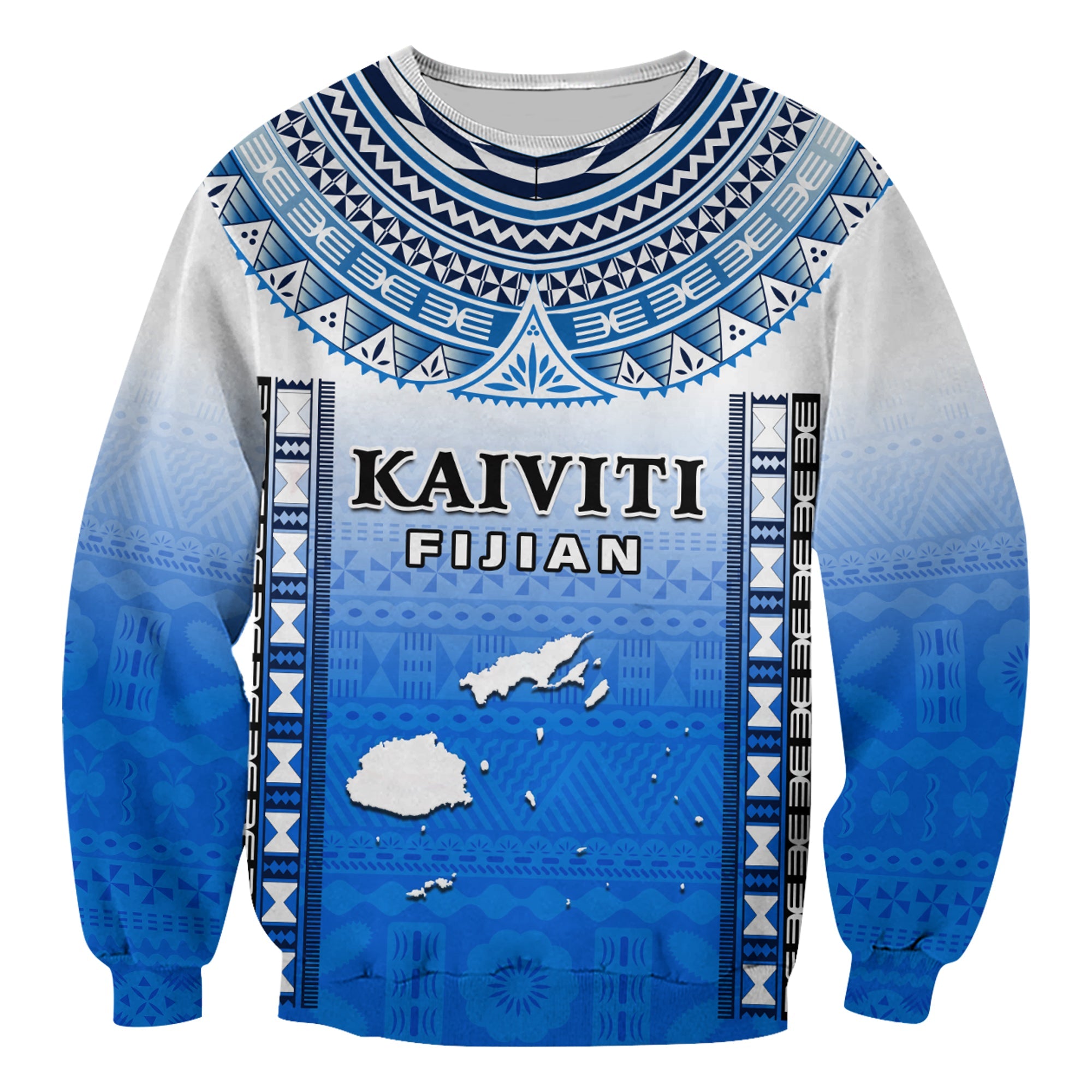 Fiji Sweatshirt Kaiviti Fijian Special Tapa Pattern LT14 Unisex Blue - Polynesian Pride